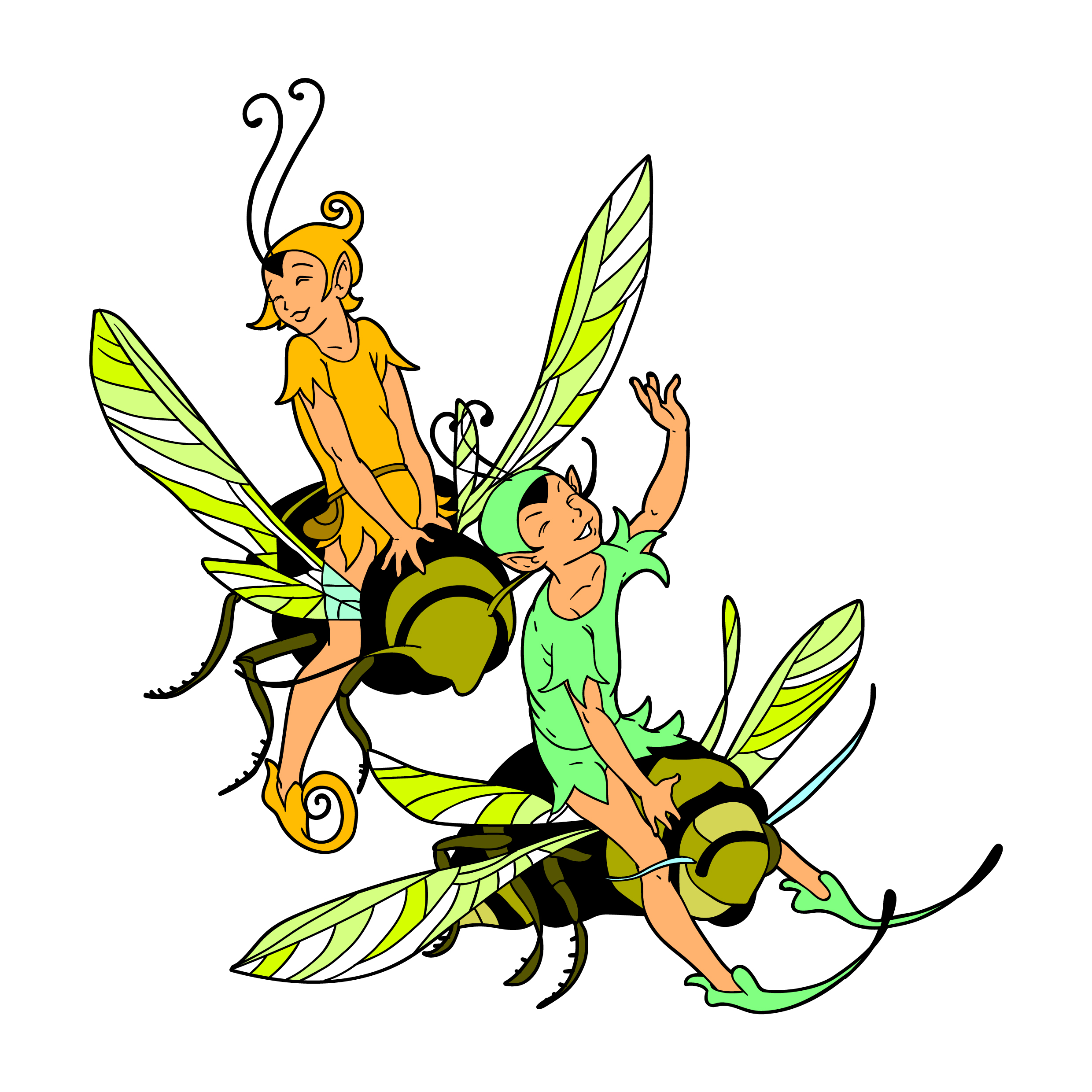 fairy riding honey bee