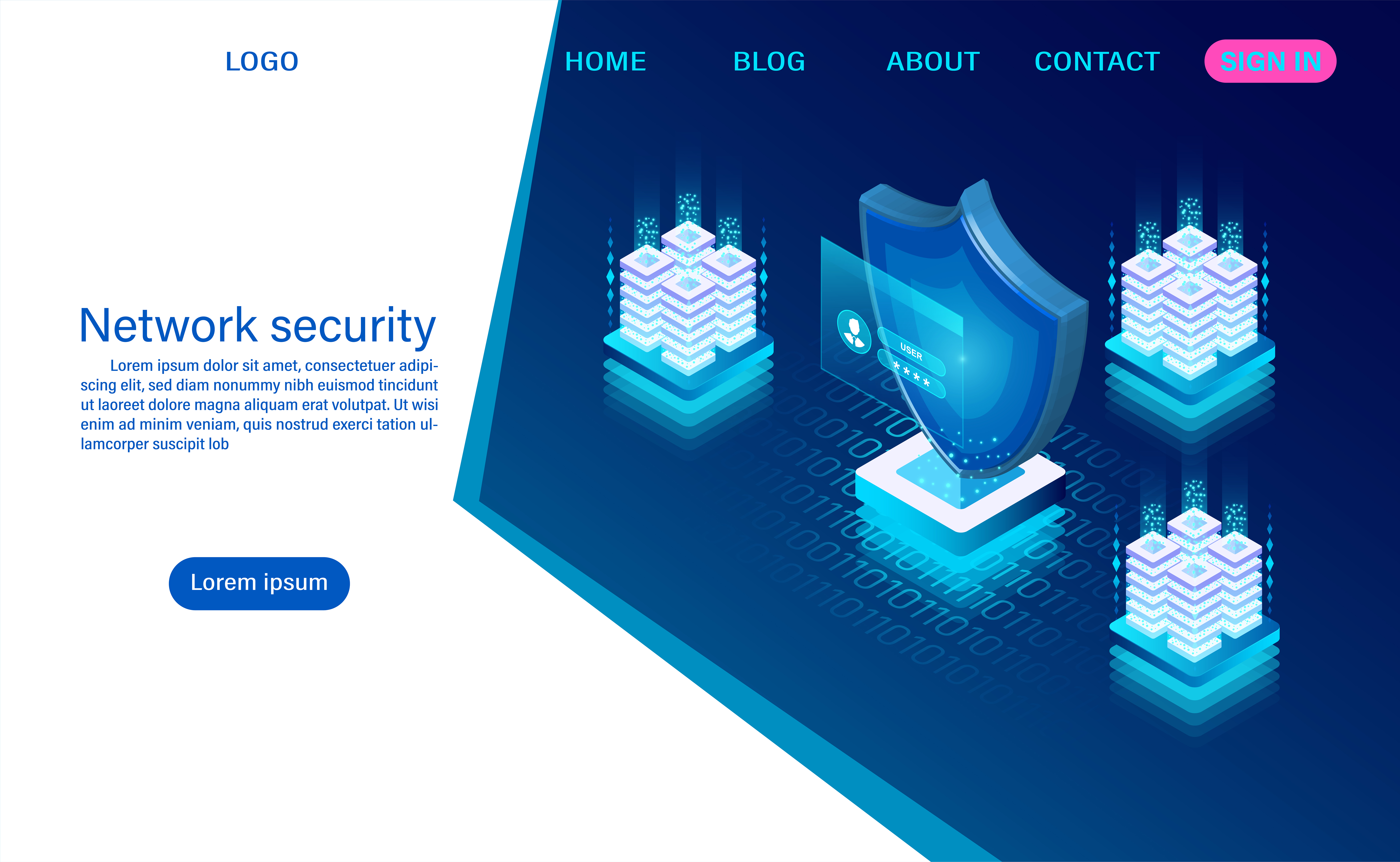 network data security concept data processing protection digital information flat isometric vector illustration