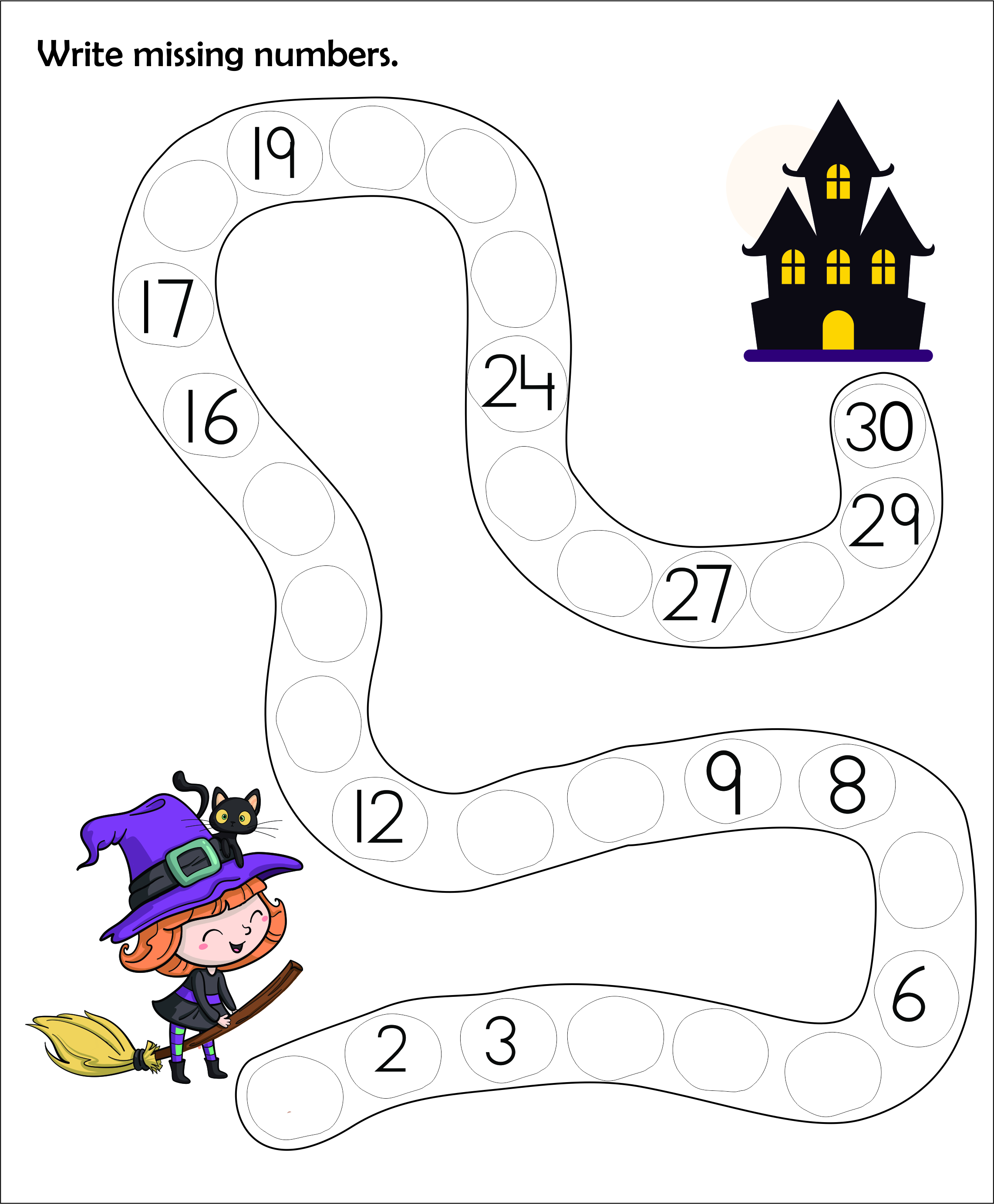 missing numbers worksheet halloween design