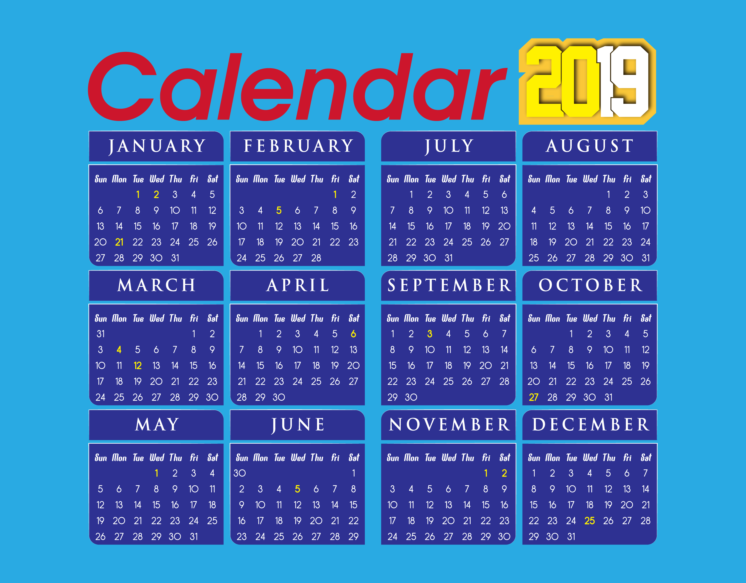 calendar 2019