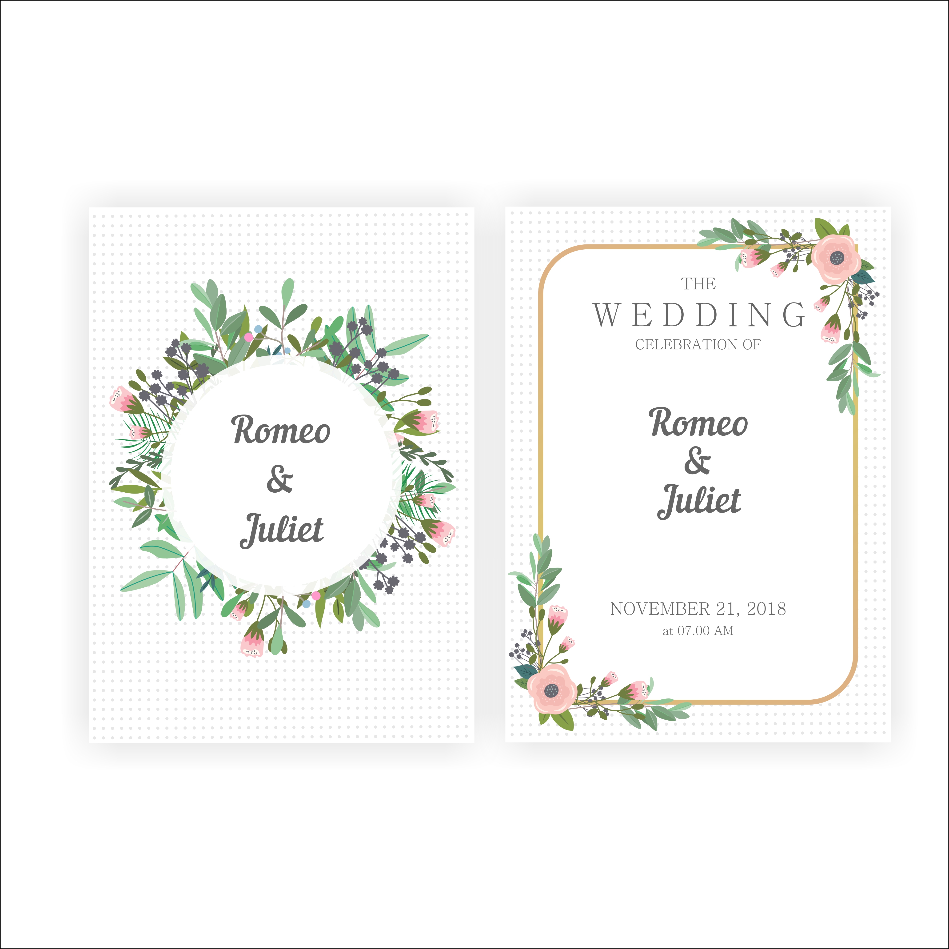 beautiful wedding invitations with gold and flower frames