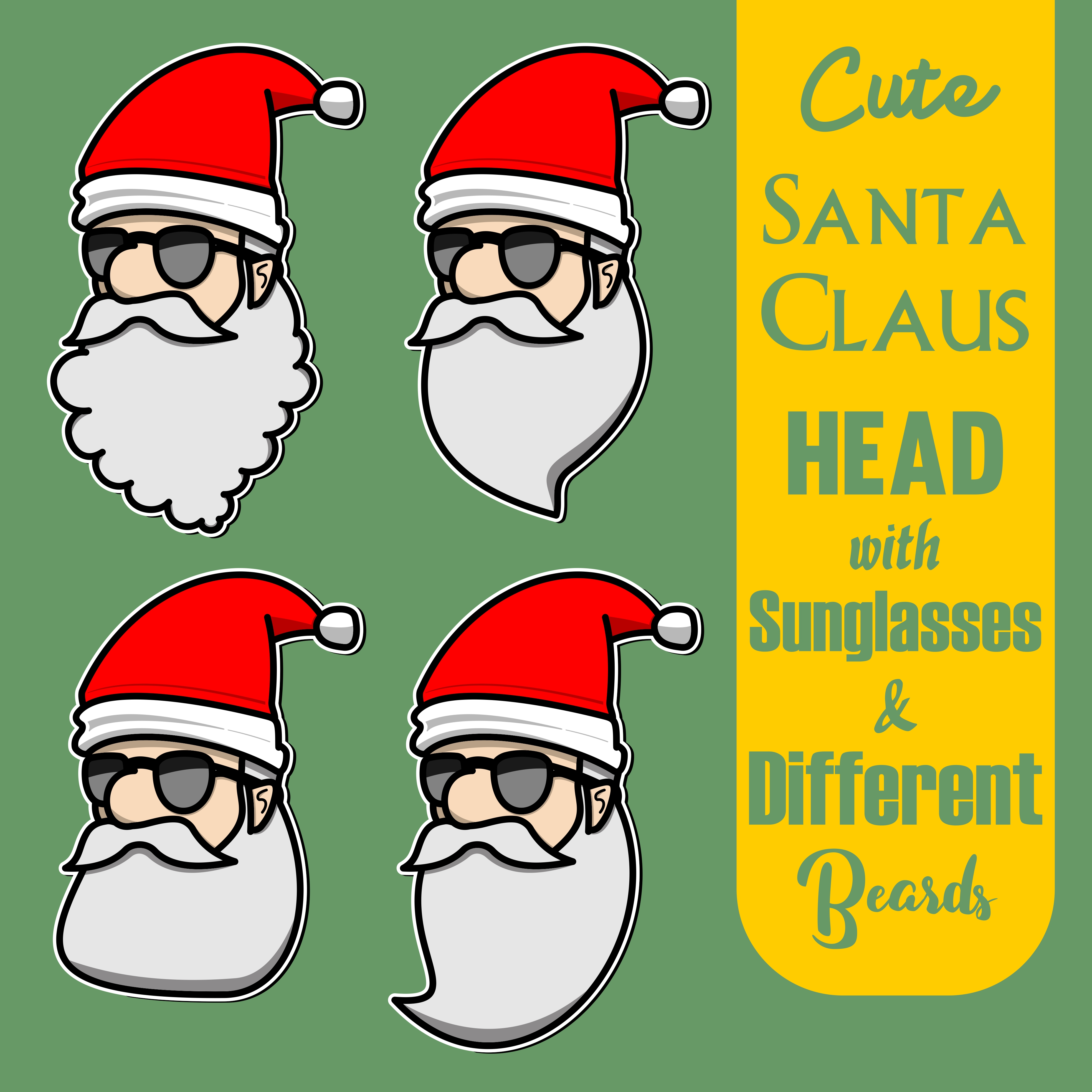 cute santa claus head with differen beards