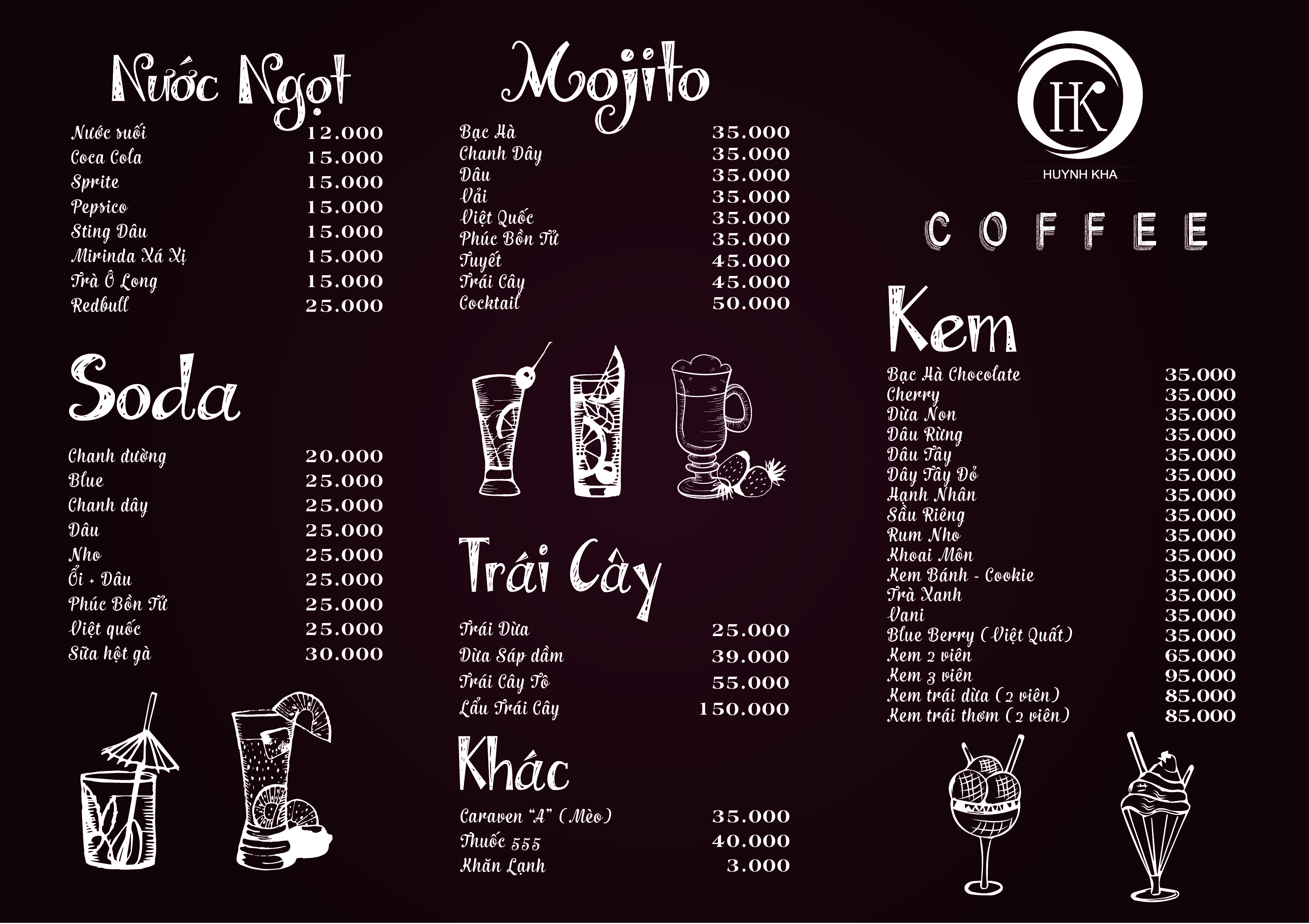 menu drink chocolate cmyk