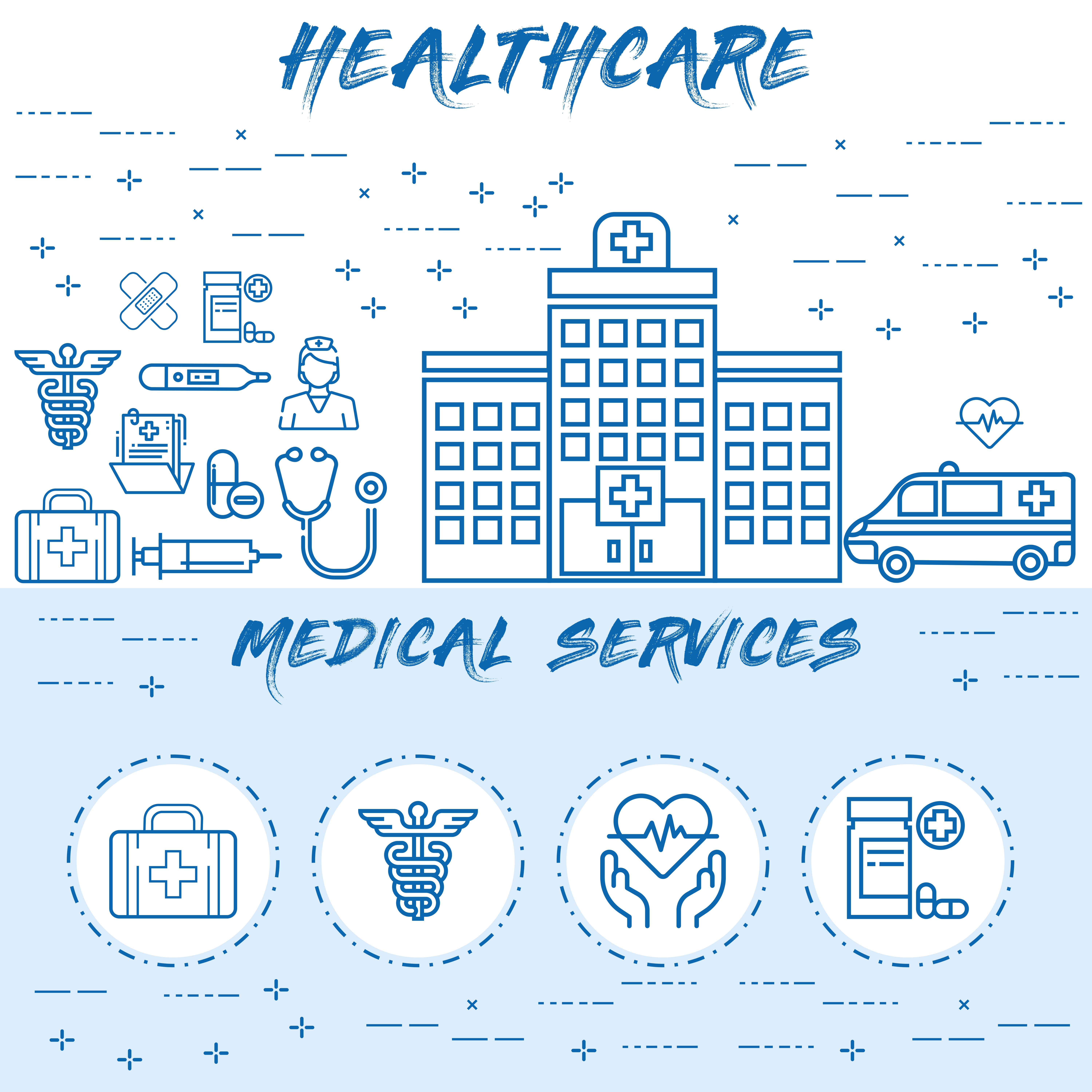 healthcare medical service line art vector