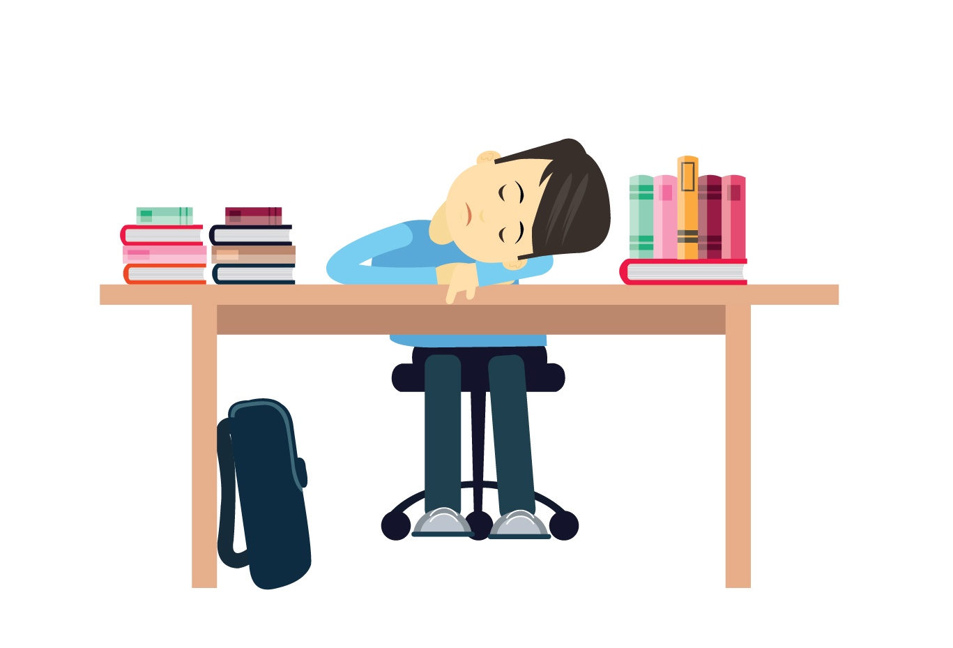 student sleeping vector