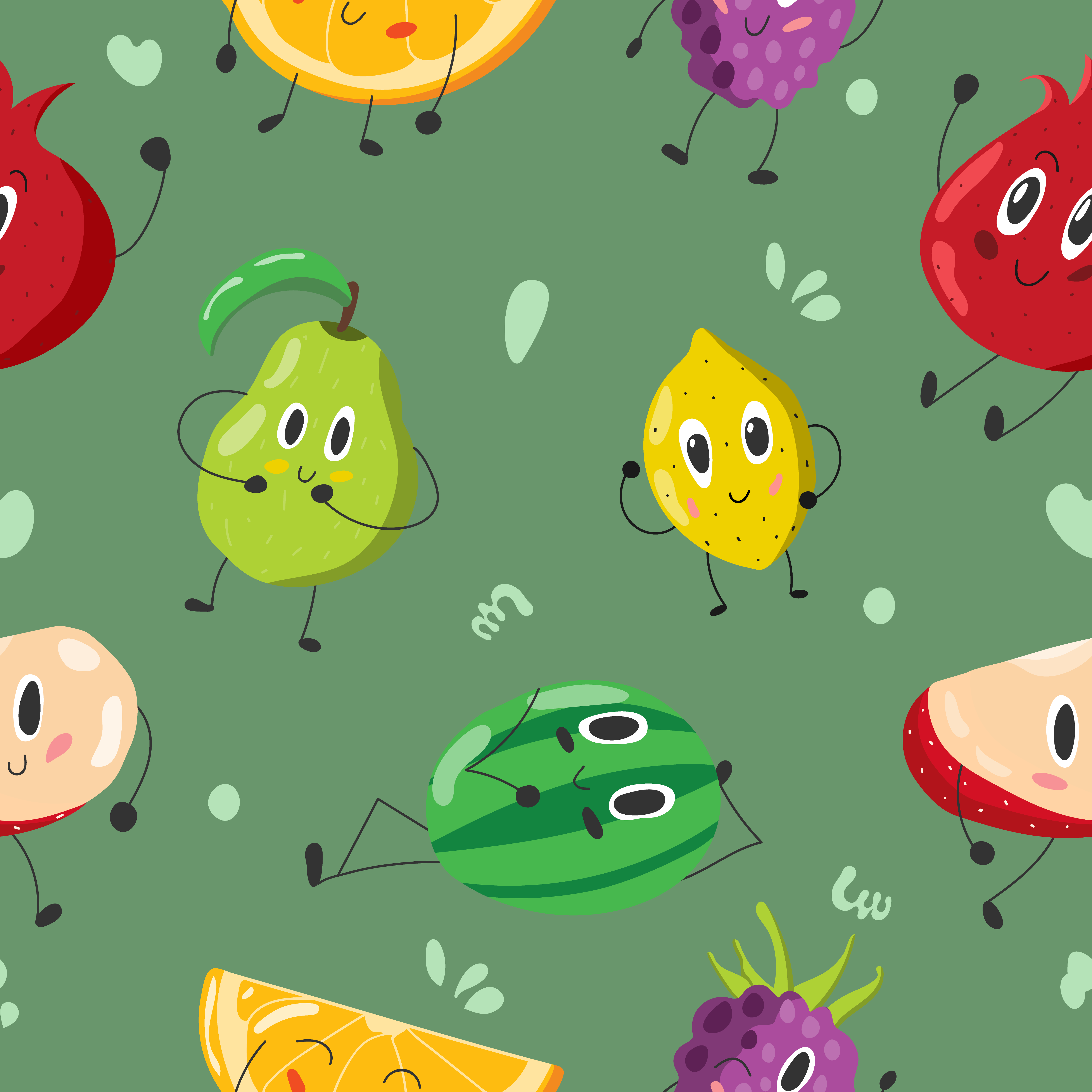 funny fruits vector pattern