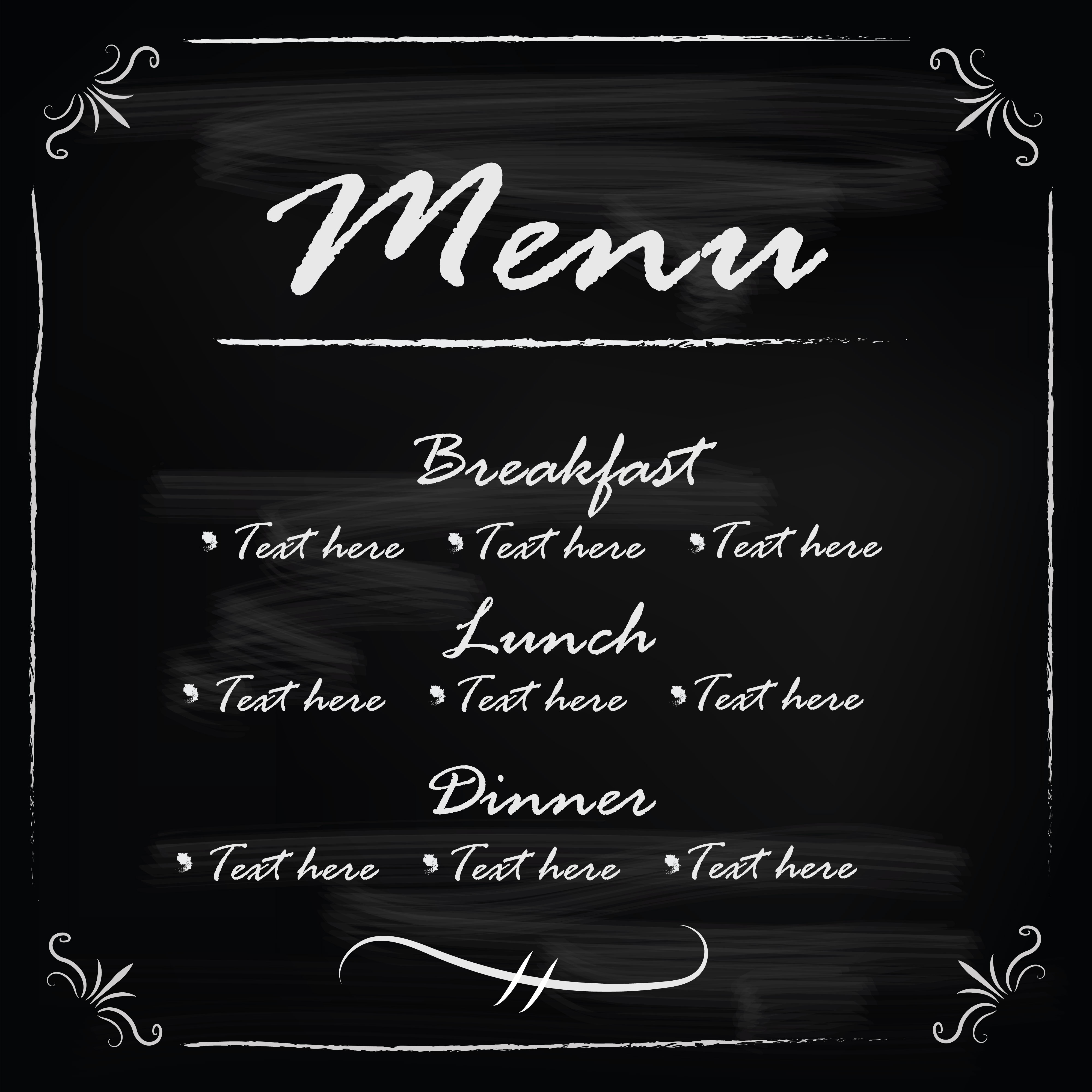 blackboard frame template menu vector