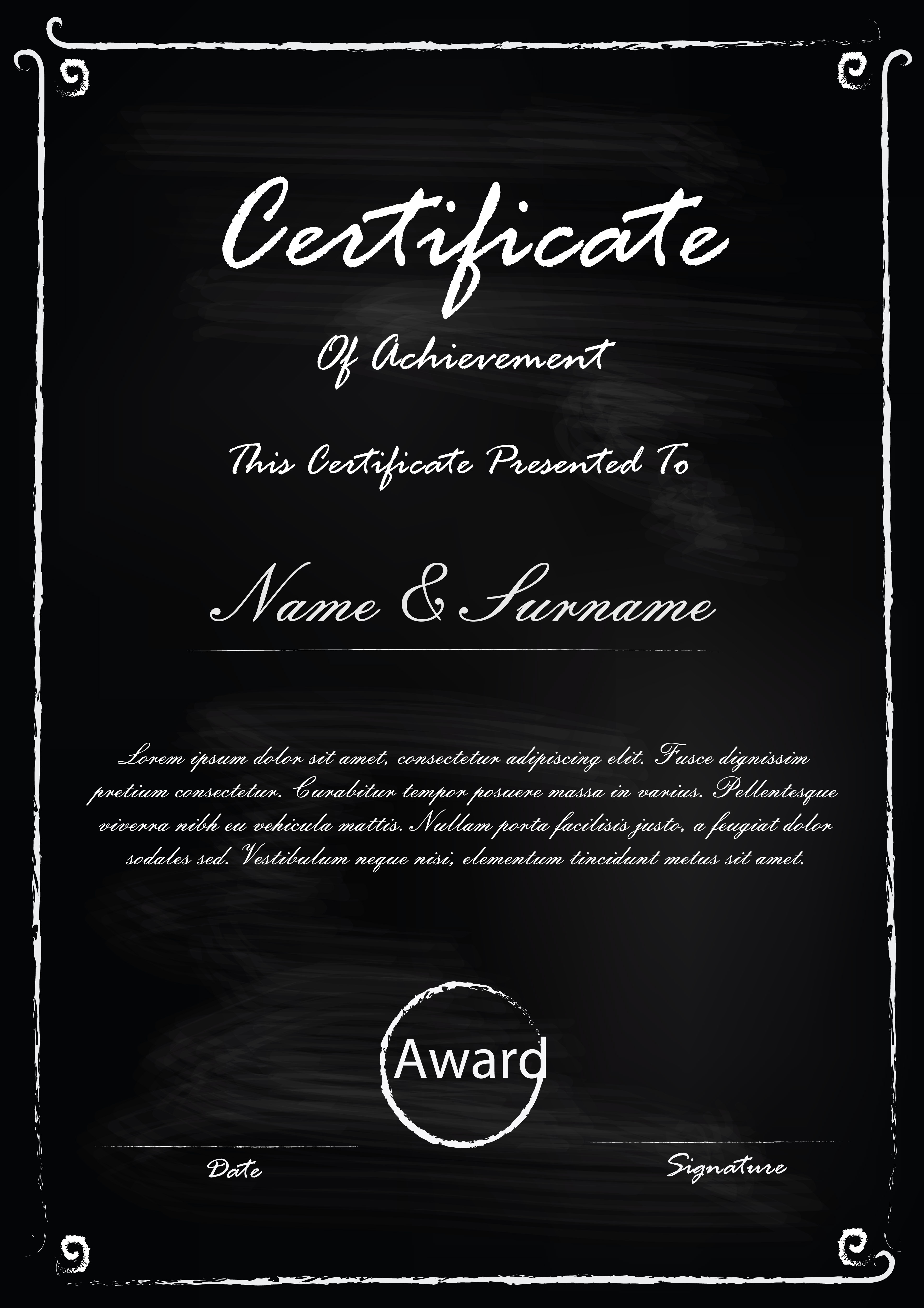 blackboard certificate template design concept