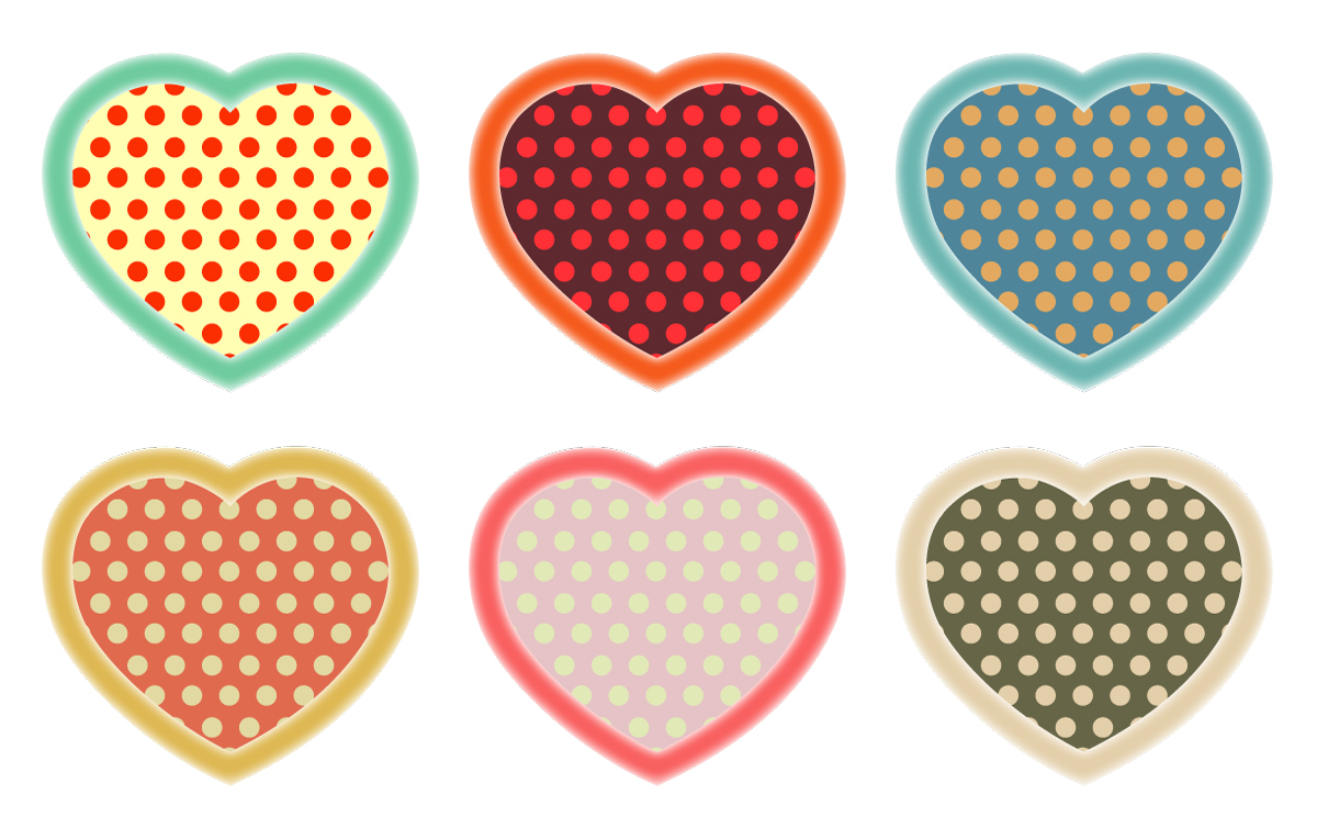 heart polka dot retro color