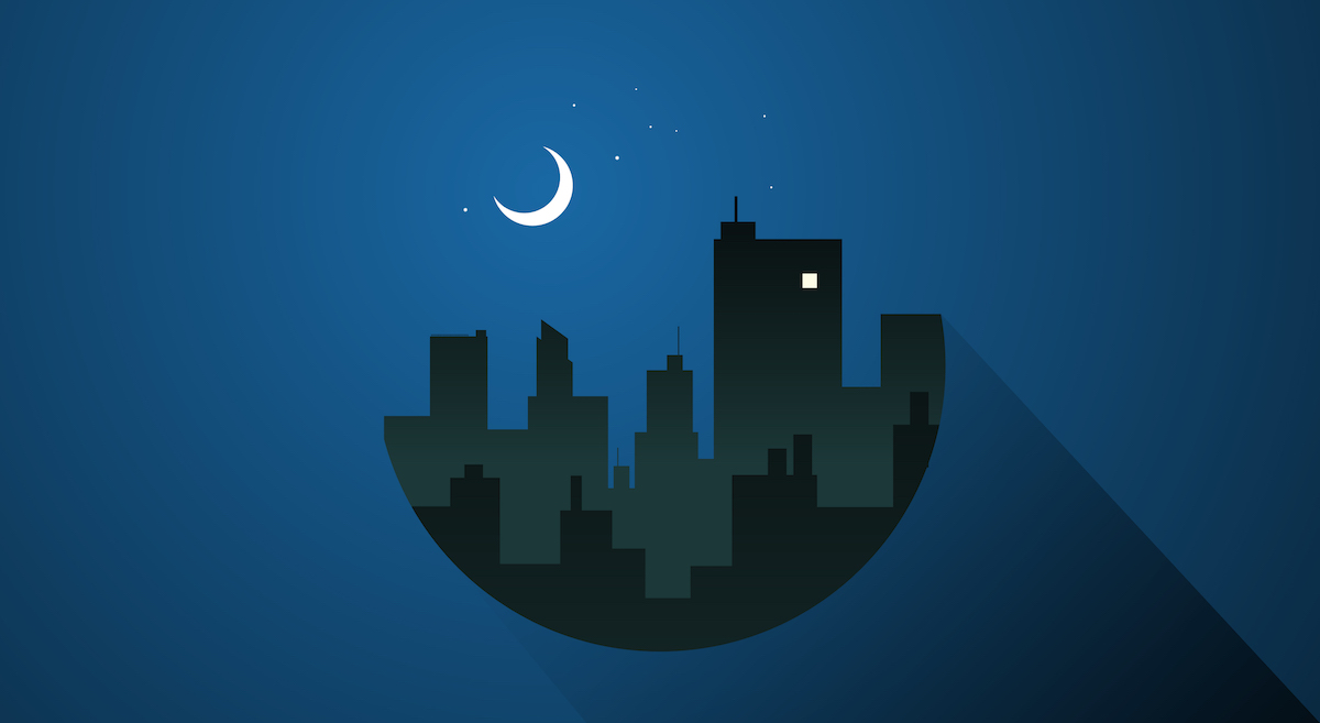 free city at night with moonlight vector