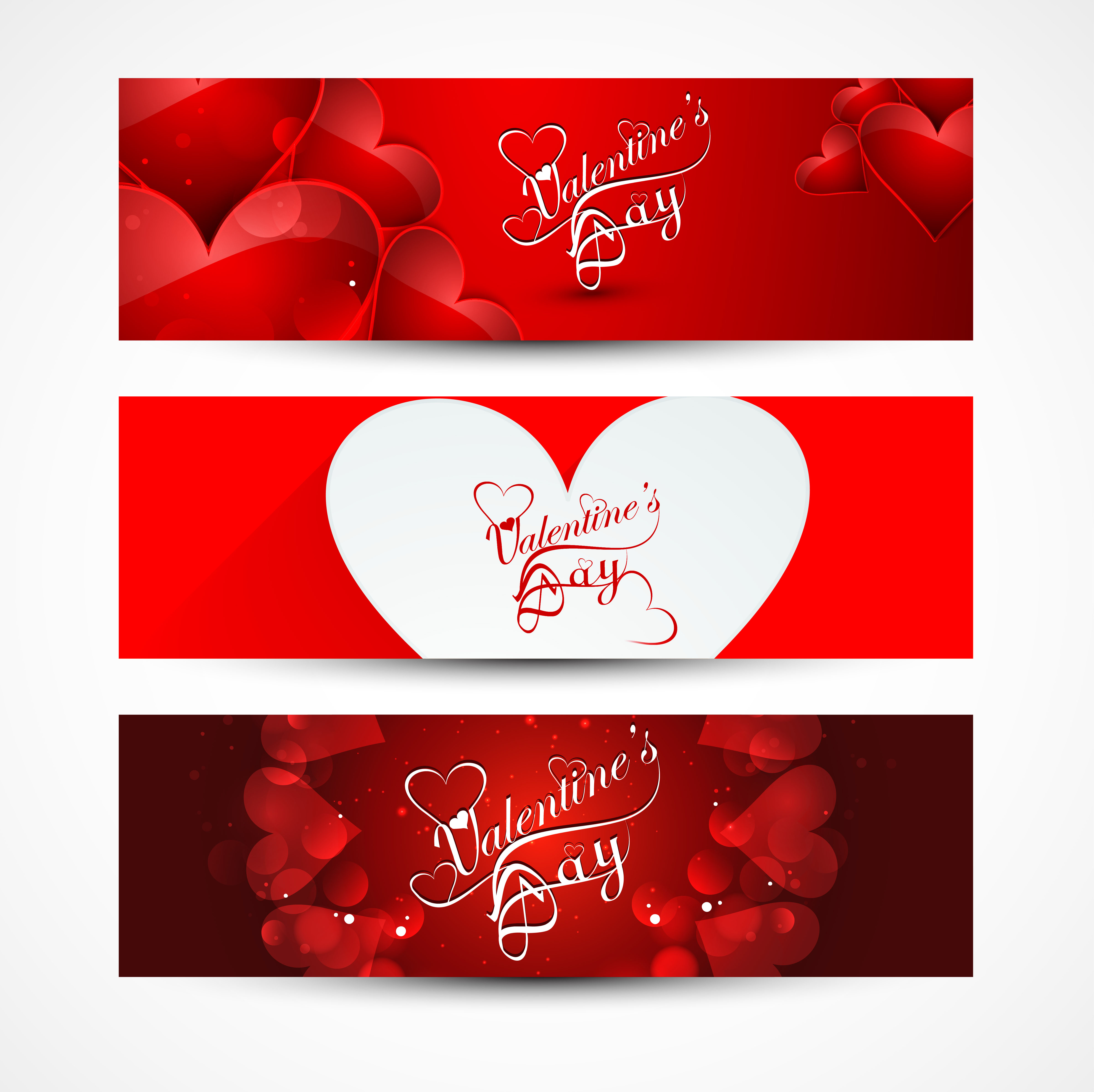 beautiful header colorful for valentines day heart banners set love website vector