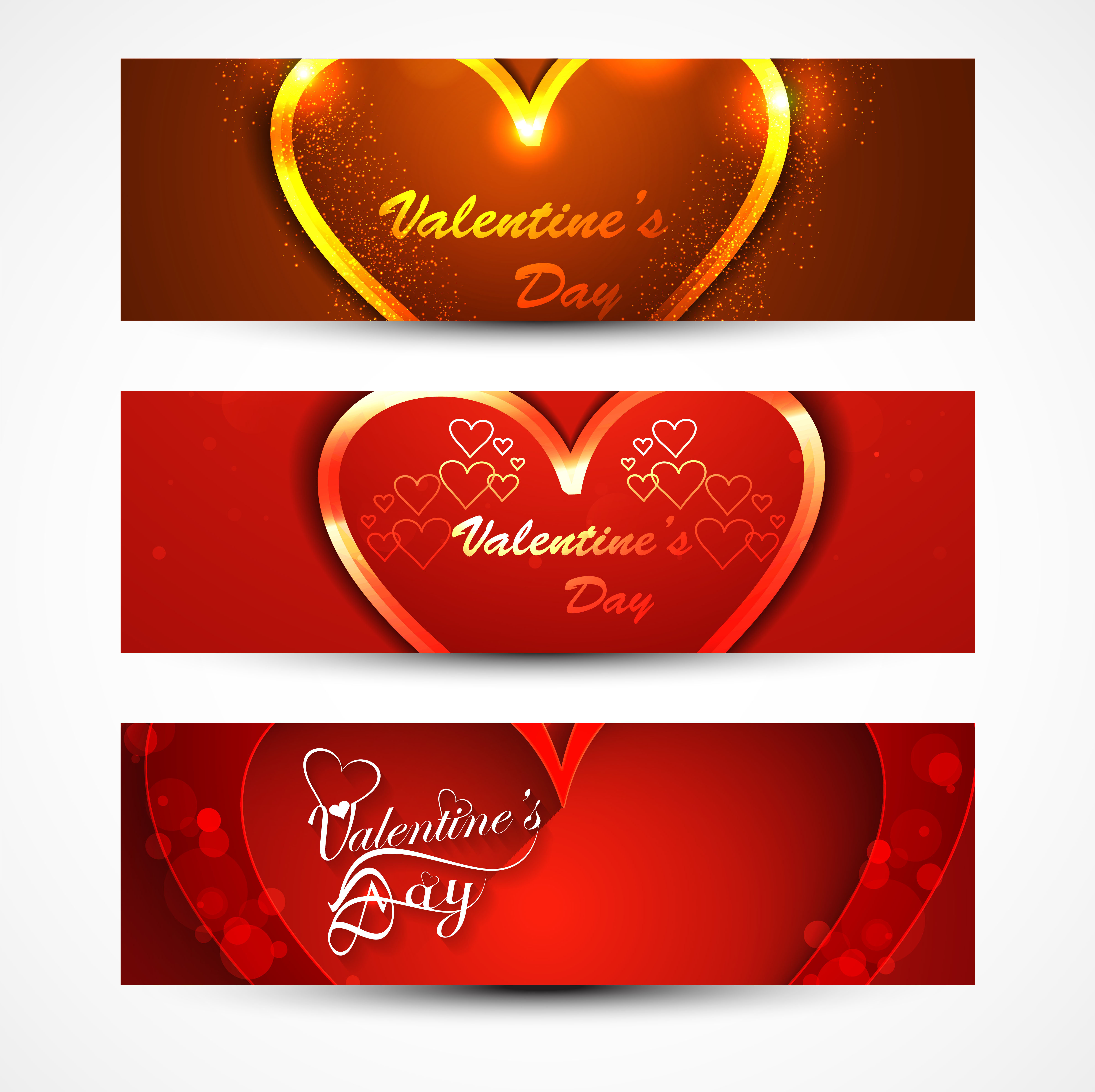 beautiful header colorful for valentines day heart banners set love website vector