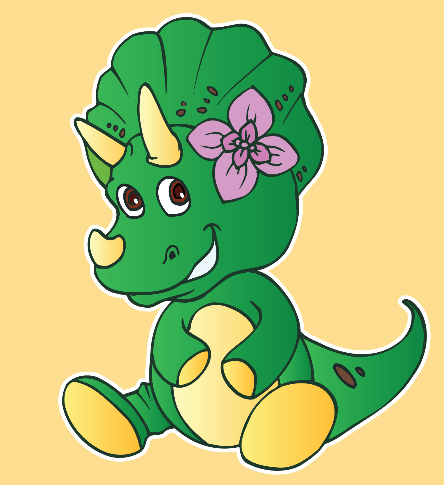 illustration of a cute dinasour cartoons character in colorful vector