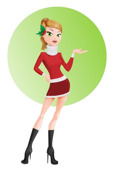 holiday girl vector character in red dress