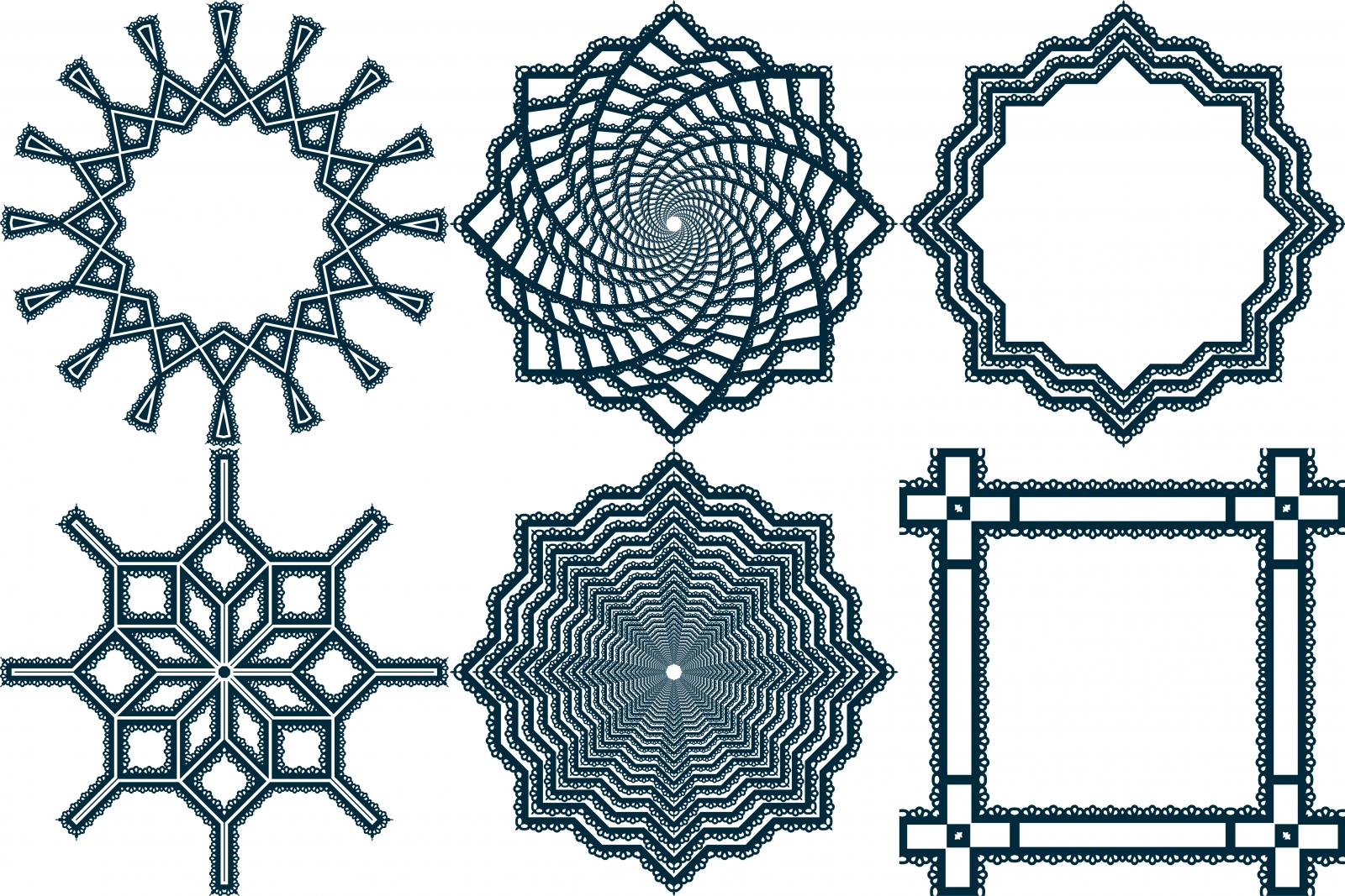 various ornamental shapes with lace border