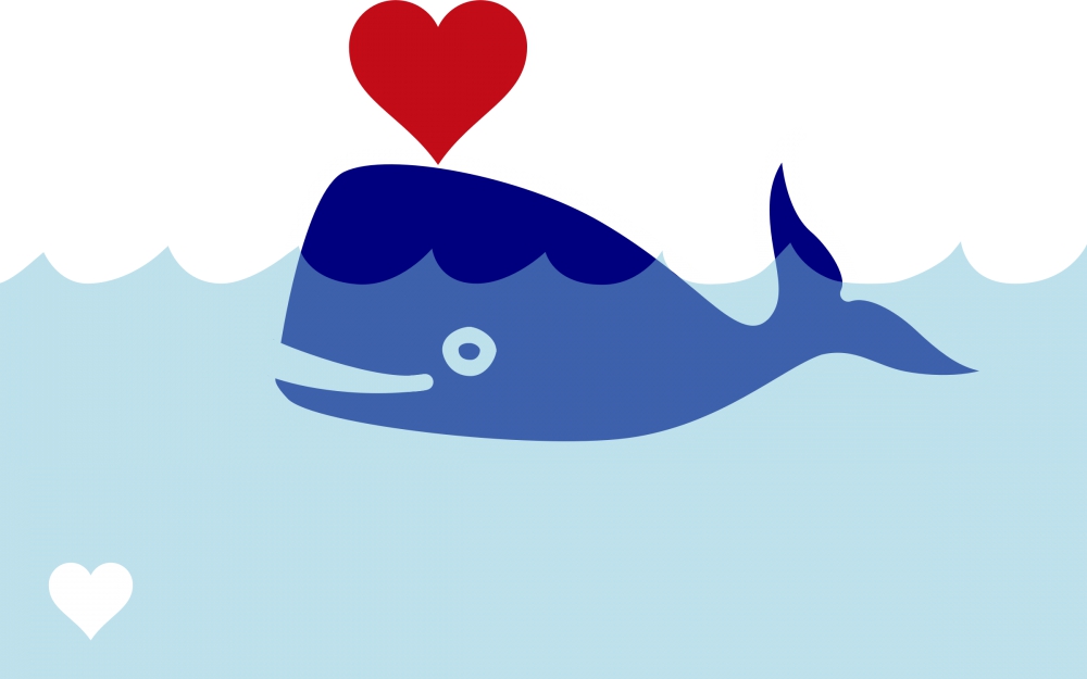 whale bringing love vector illustration with cartoon style