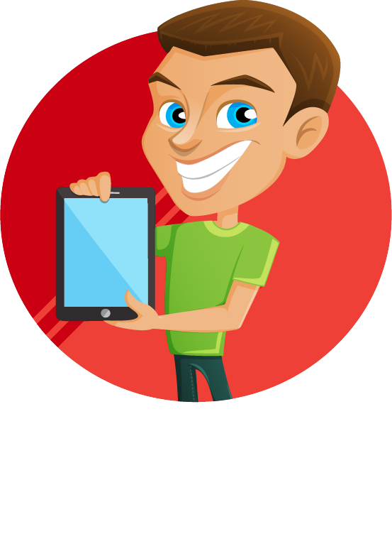 man with tablet vector character