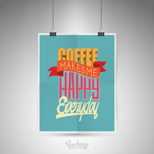 coffee makes me happy retro poster