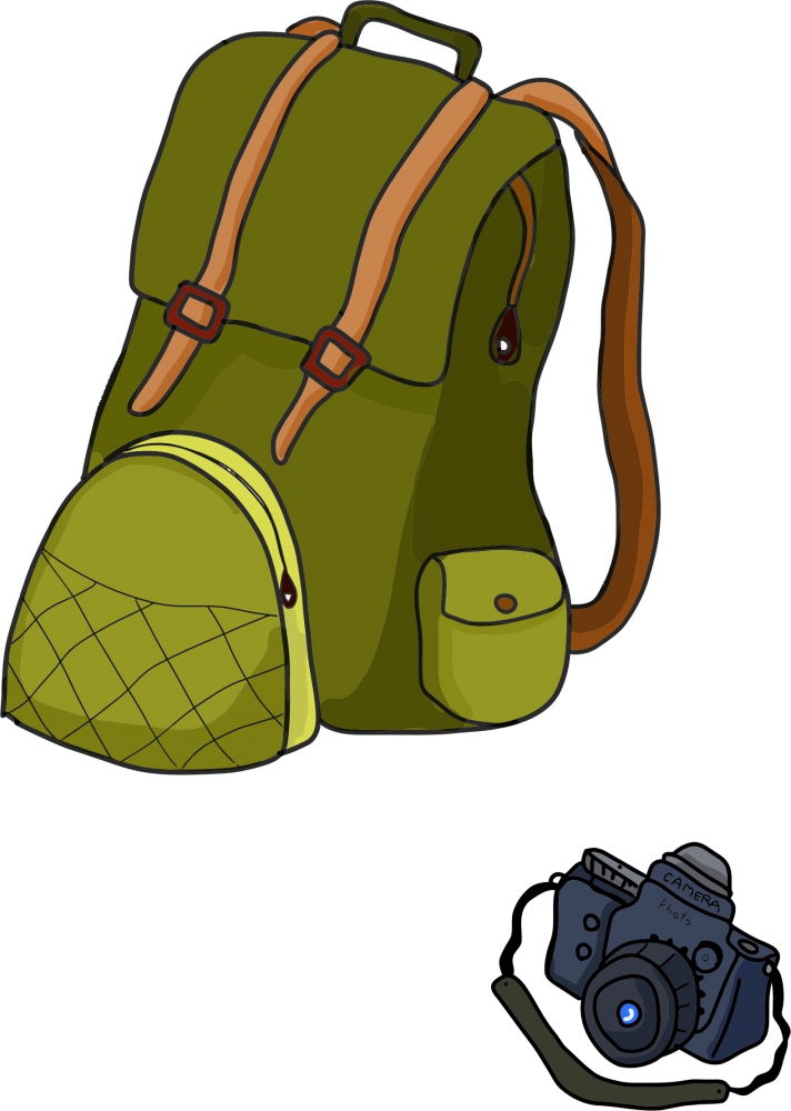 tourist devices realistic cartoon vector illustration