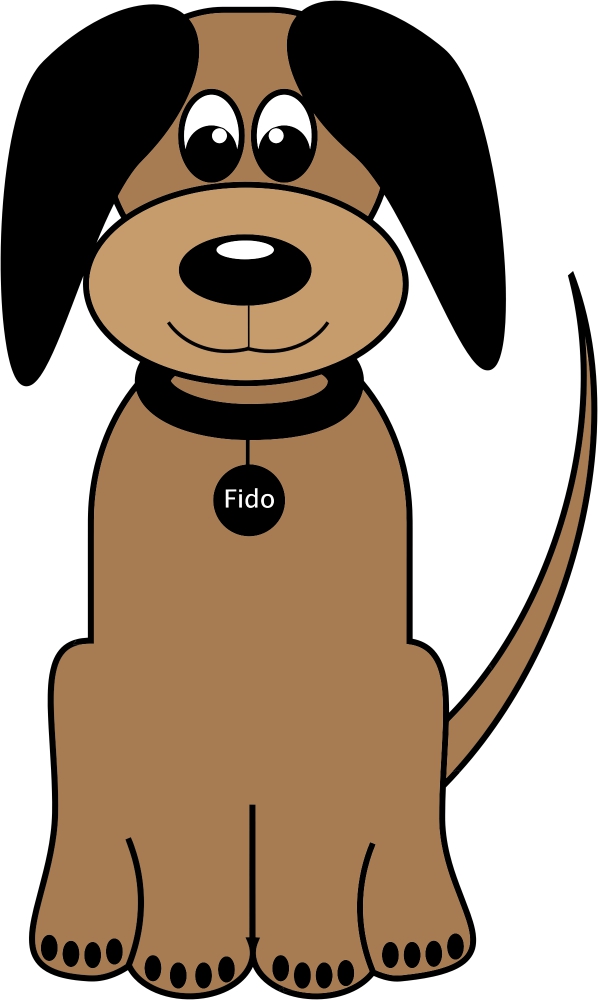 cartoon portrait vector illustration of dog fido