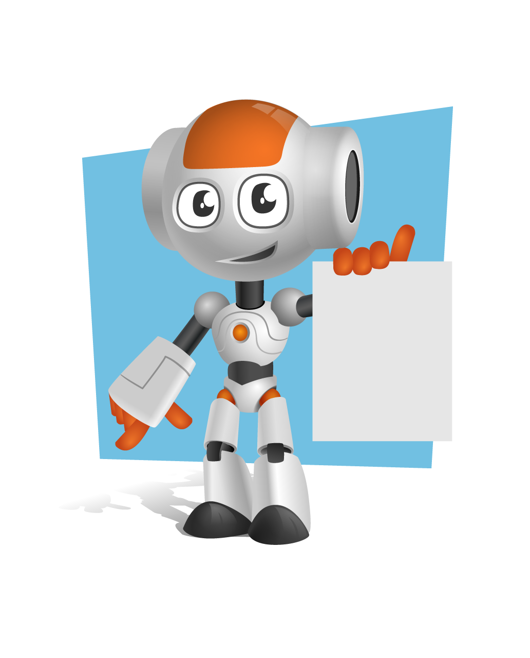 robot vector character holding a note