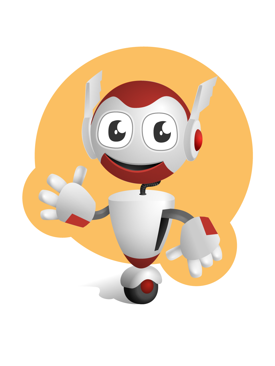 robot vector character on a wheel