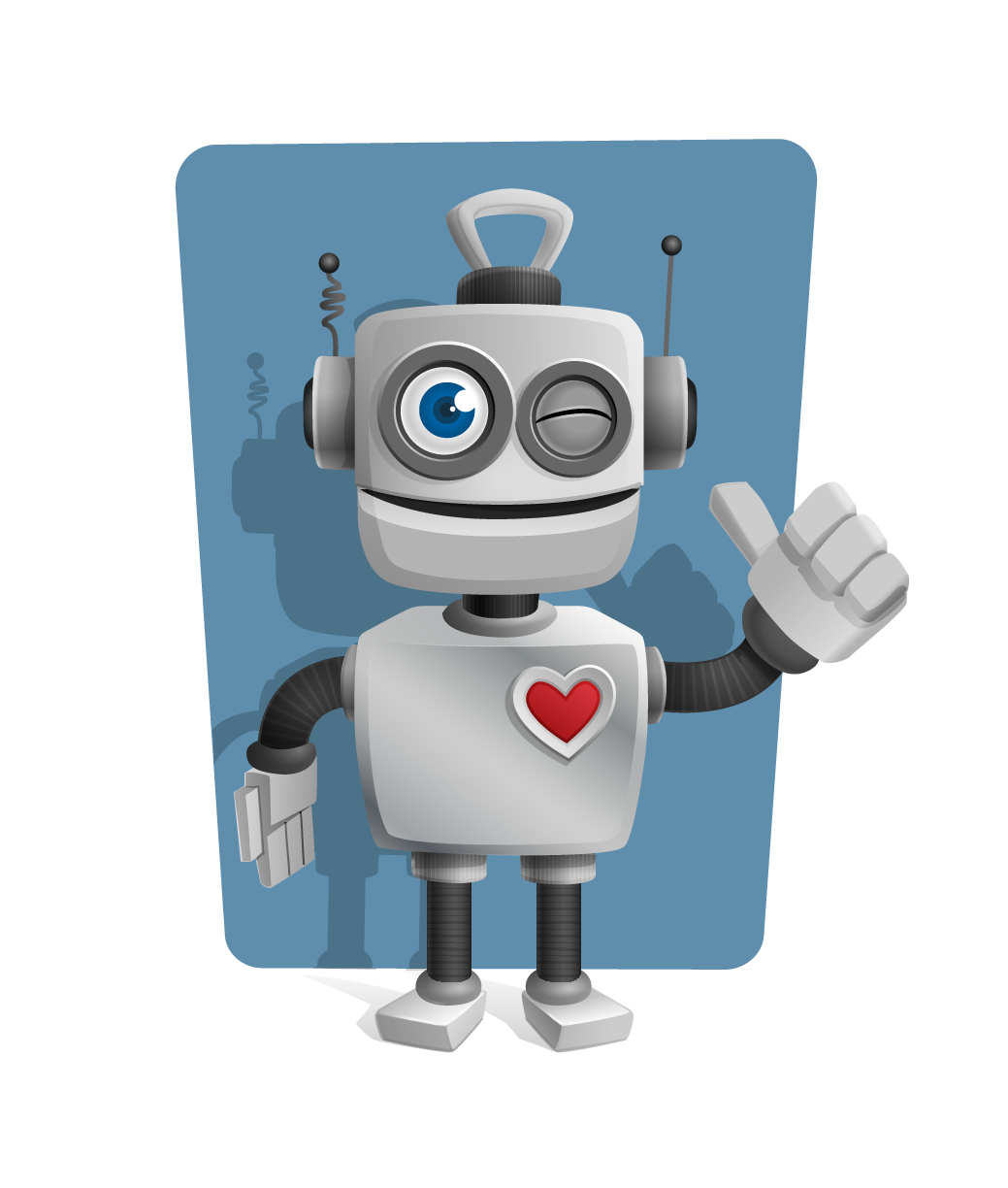 robot vector character with thumbs up