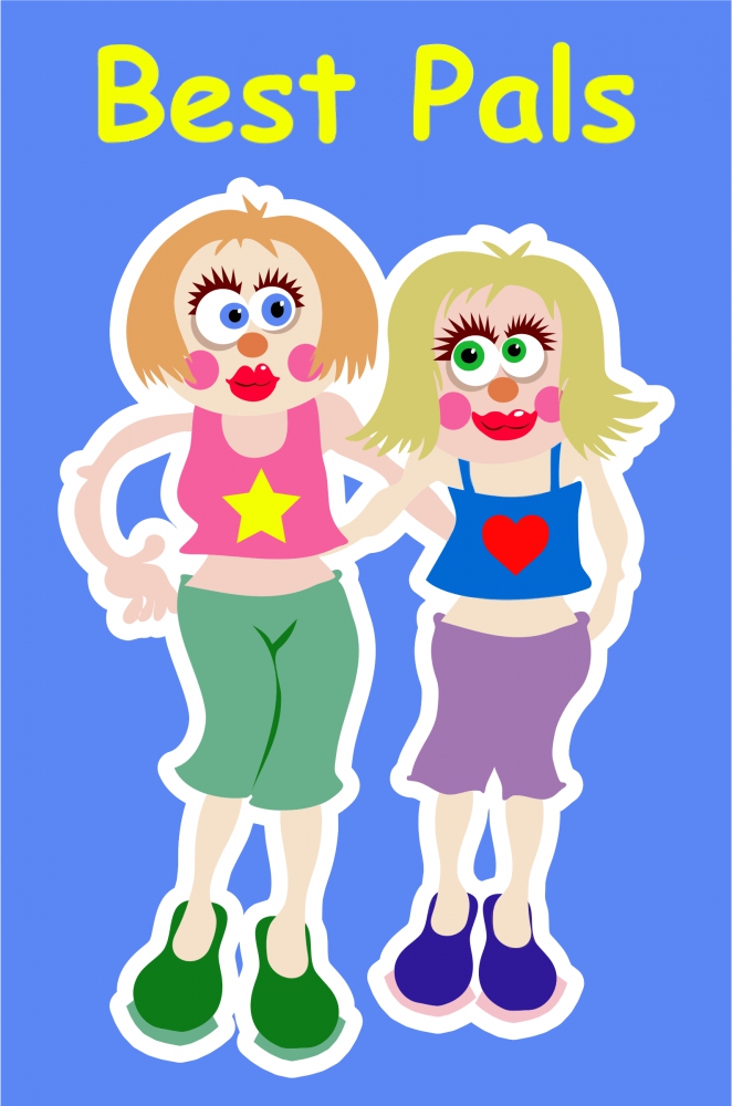 best pals vector illustration with funny girls