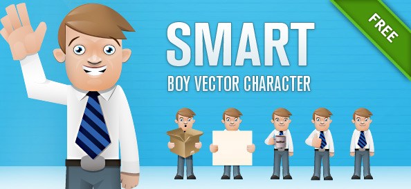 smart boy vector character set