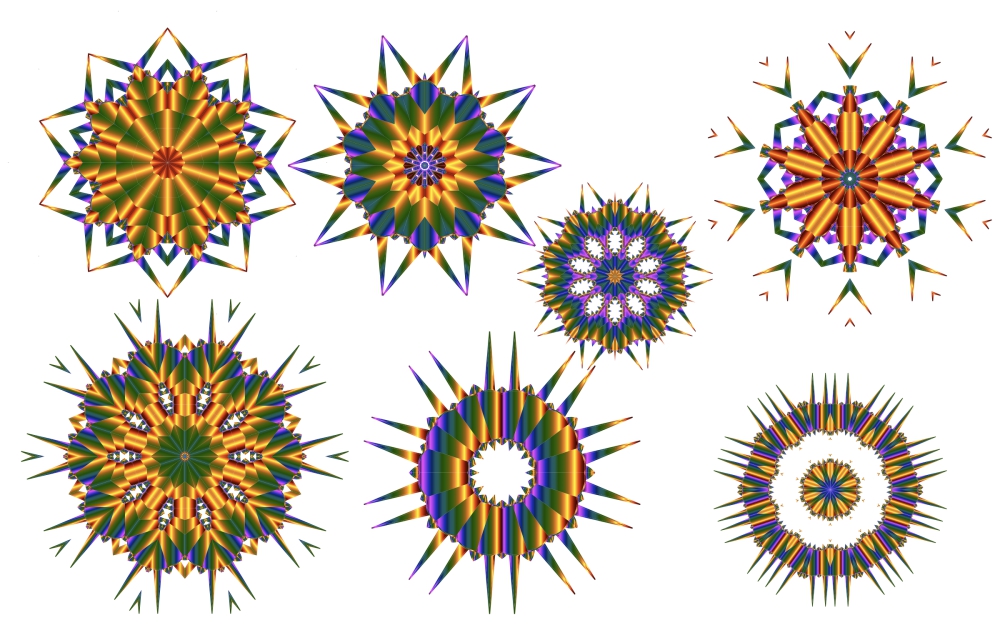 kaleidoscope pattern sets illustrated with circles shape