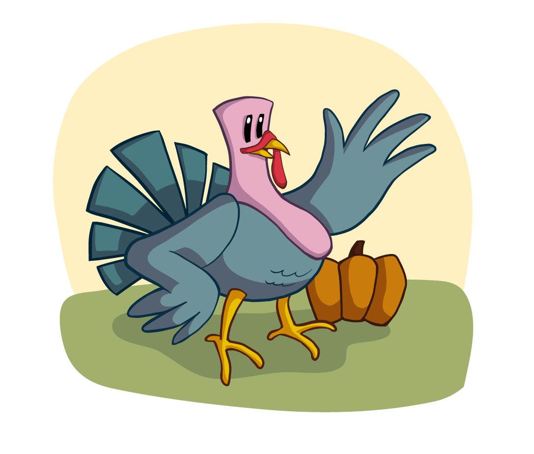 turkey waving vector character