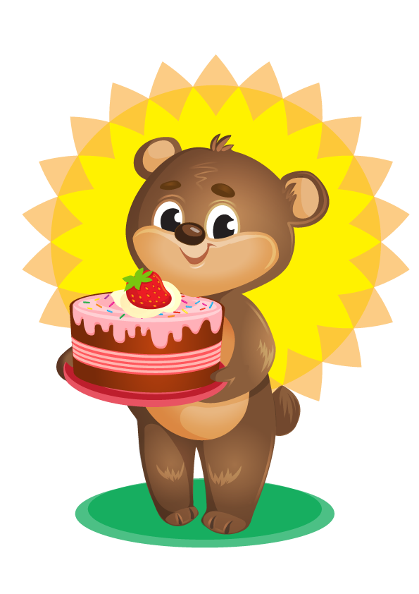 vector bear with cake