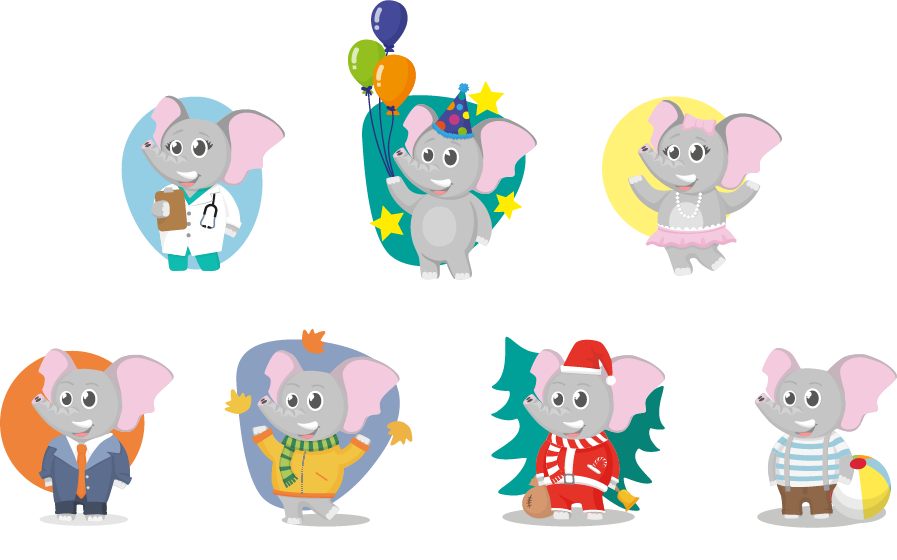 vector baby elephant characters