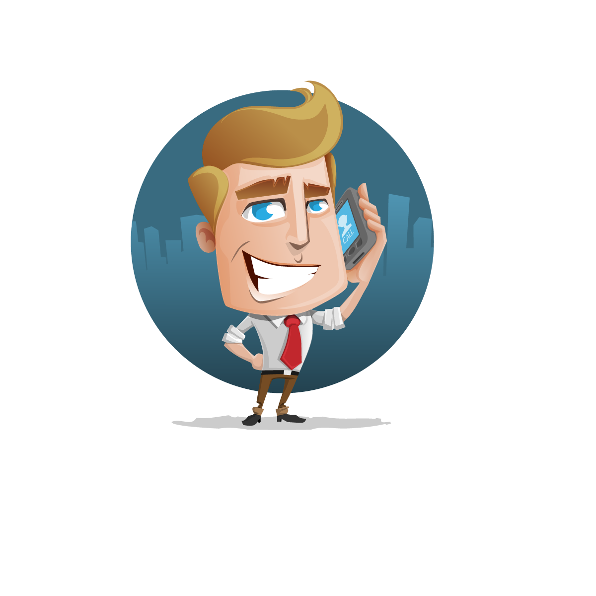 vector business guy holding a phone