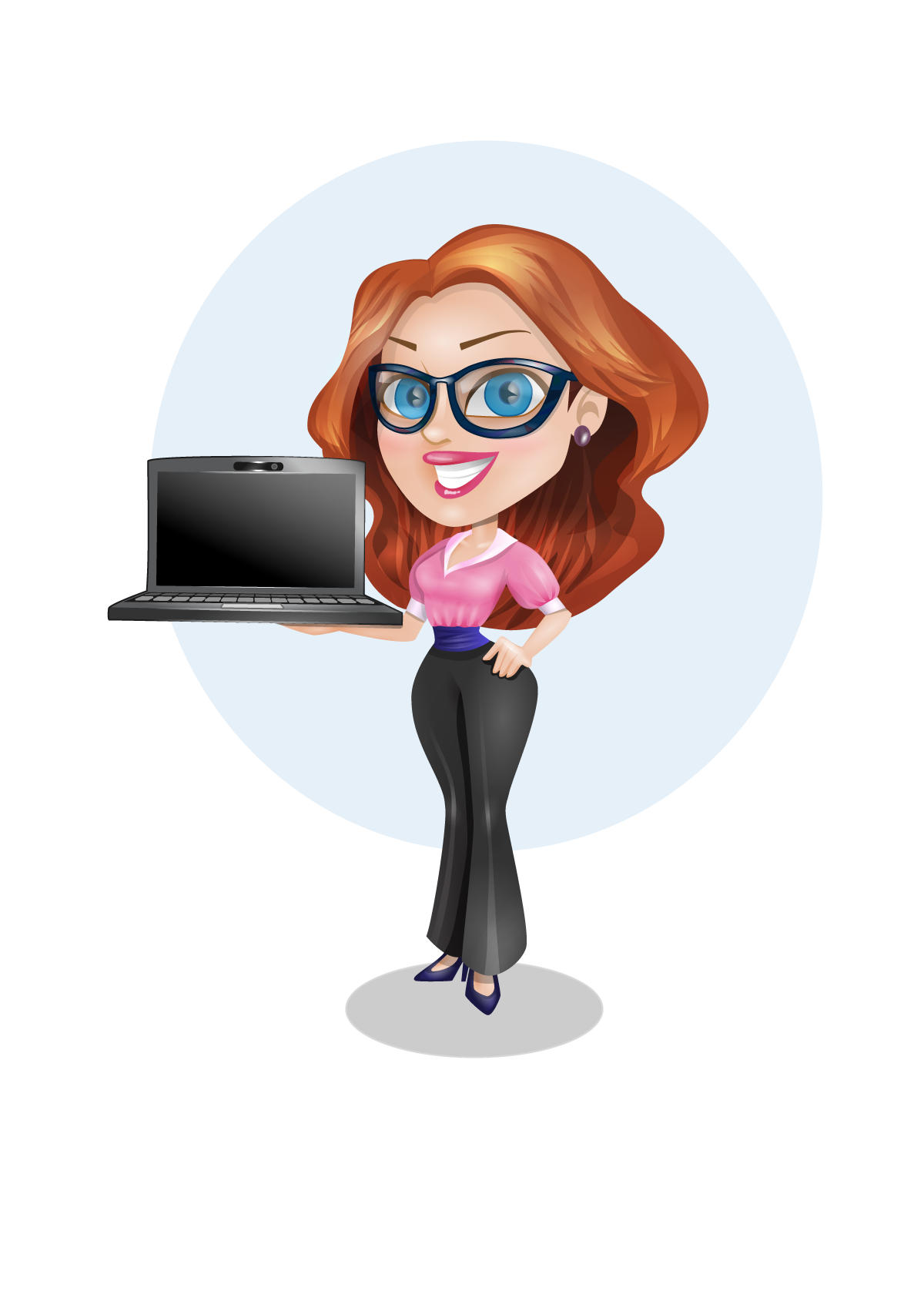 vector businesswoman with laptop