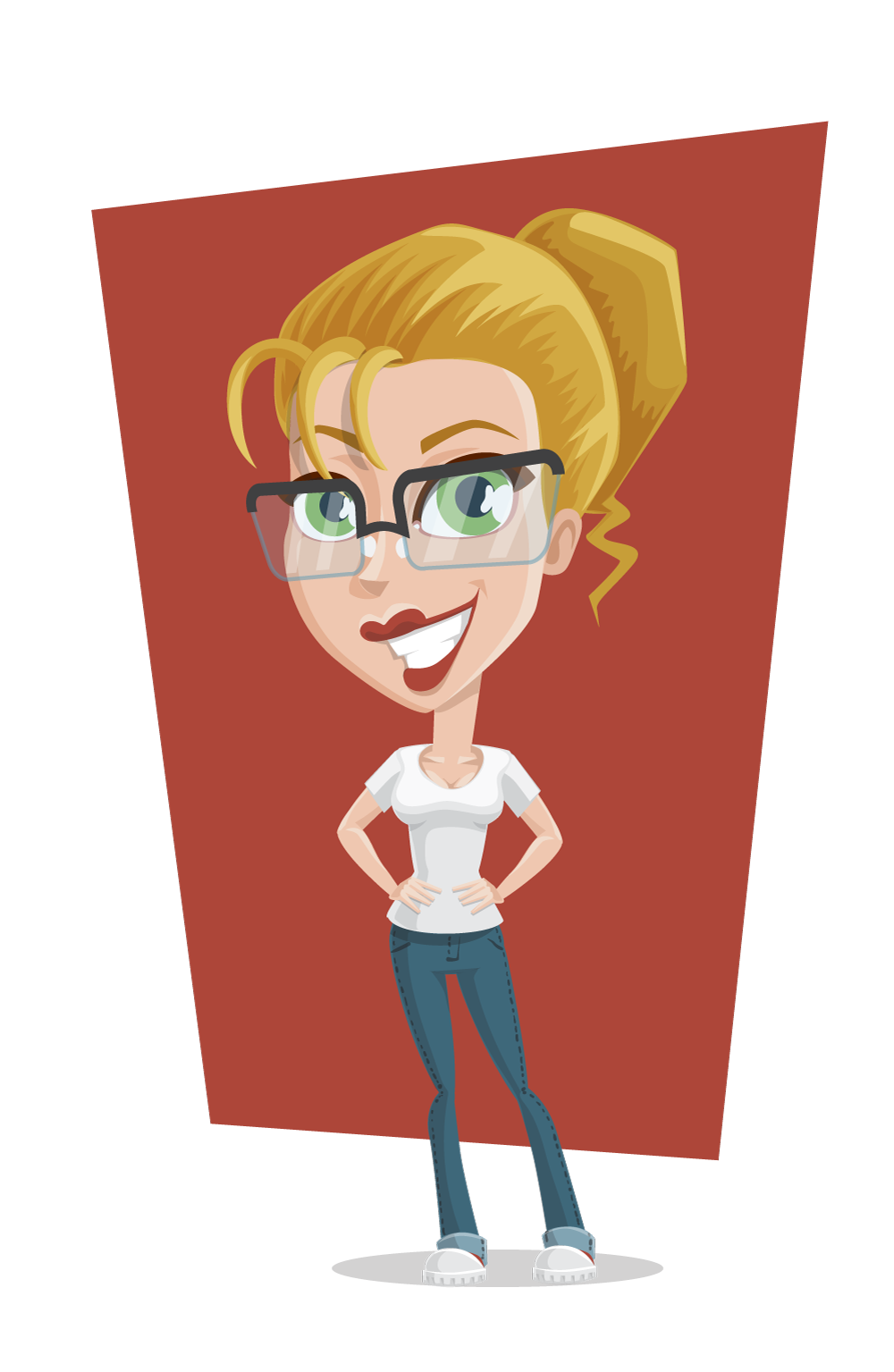 vector casual girl with glasses