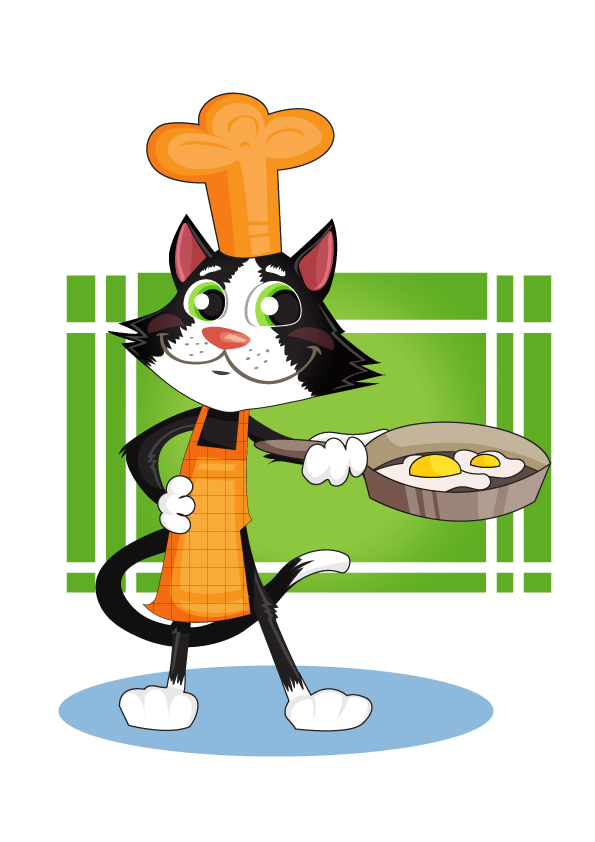 vector cat cook