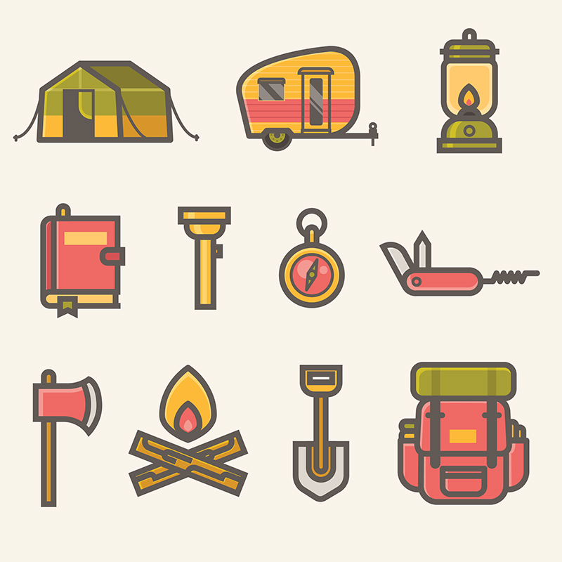 collection of camping icons