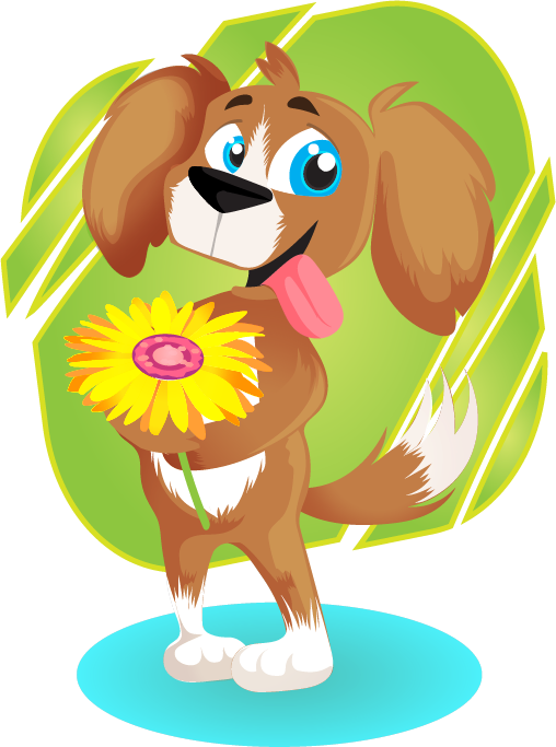 vector dog with flower