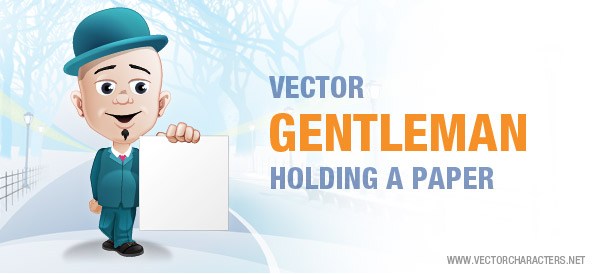 vector gentleman holding a paper