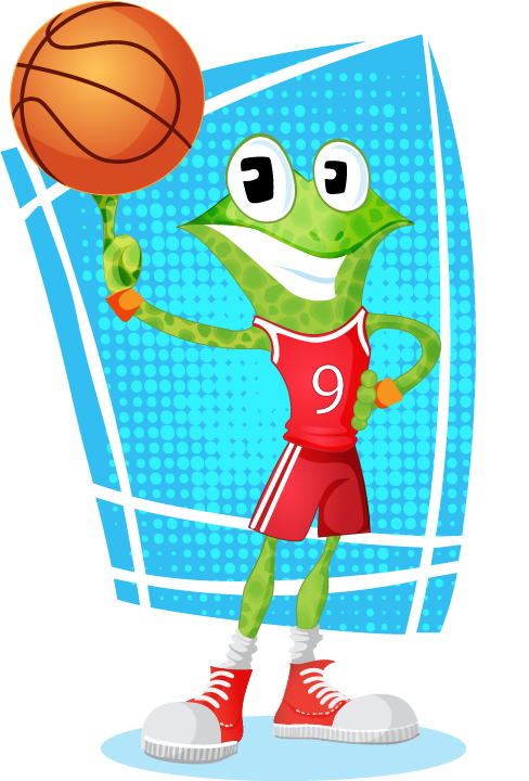 vector frog basketballer