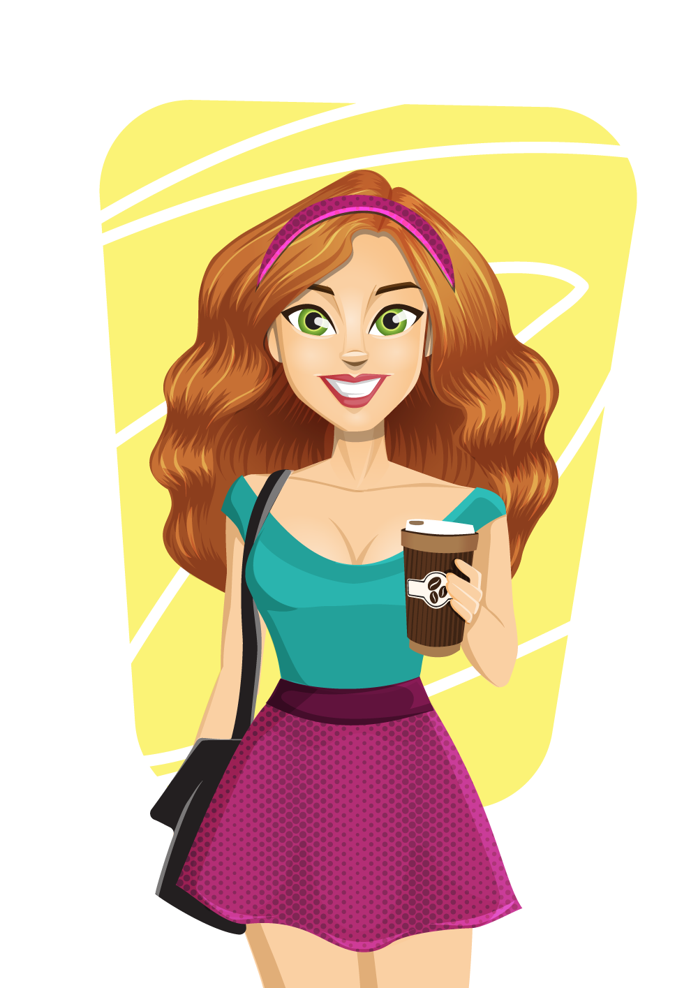 vector girl holding coffee