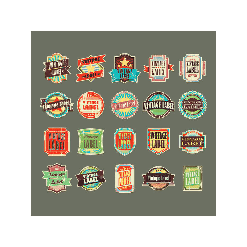 collection of vintage labels