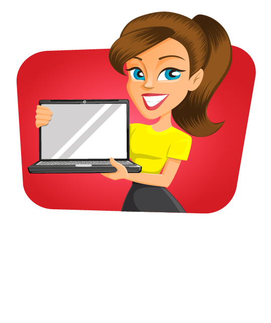 vector girl with laptop