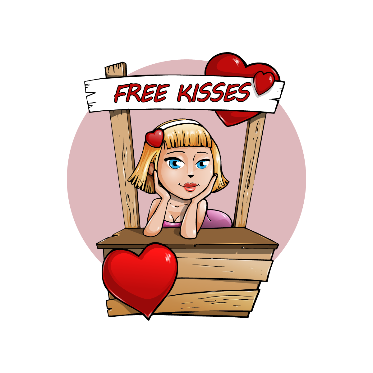 vector illustration of a girl giving kisses