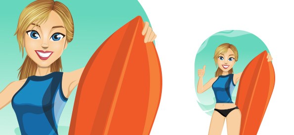 vector surf girl