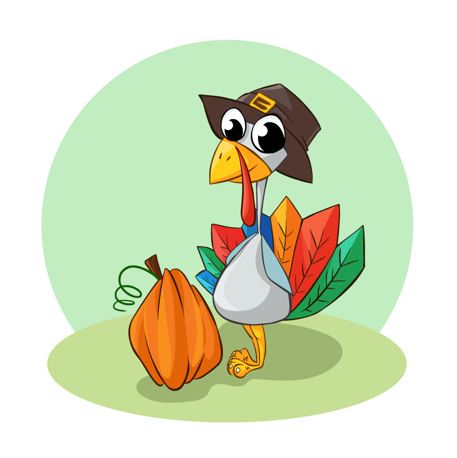 vector turkey wearing hat