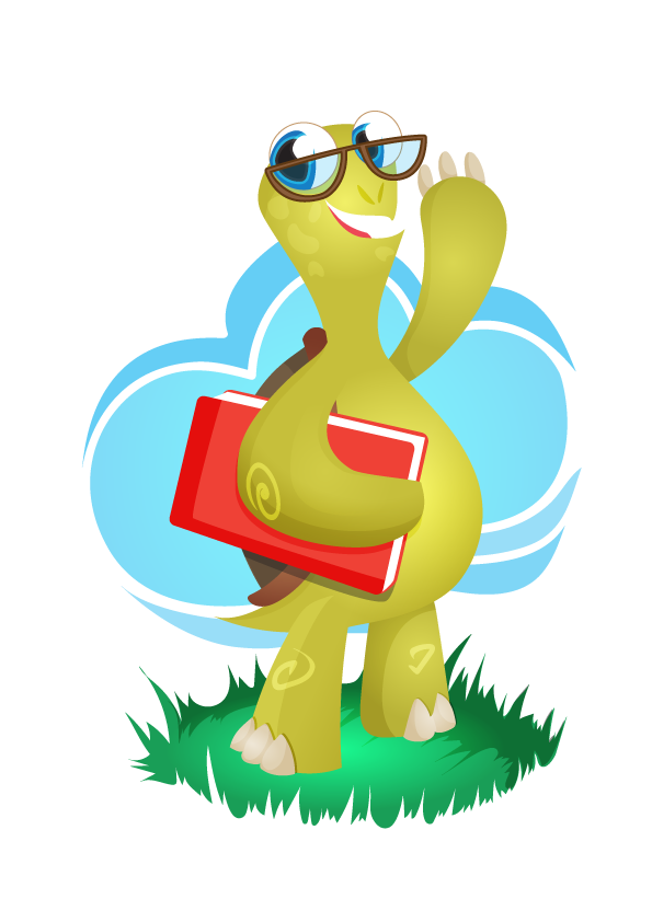 vector turtle holding book