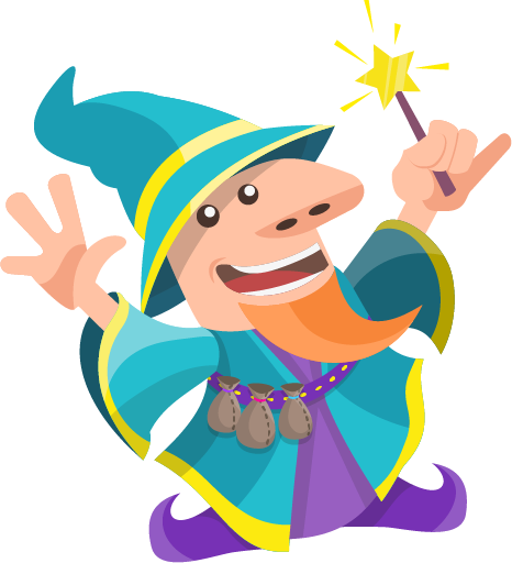 wizard with a magic wand