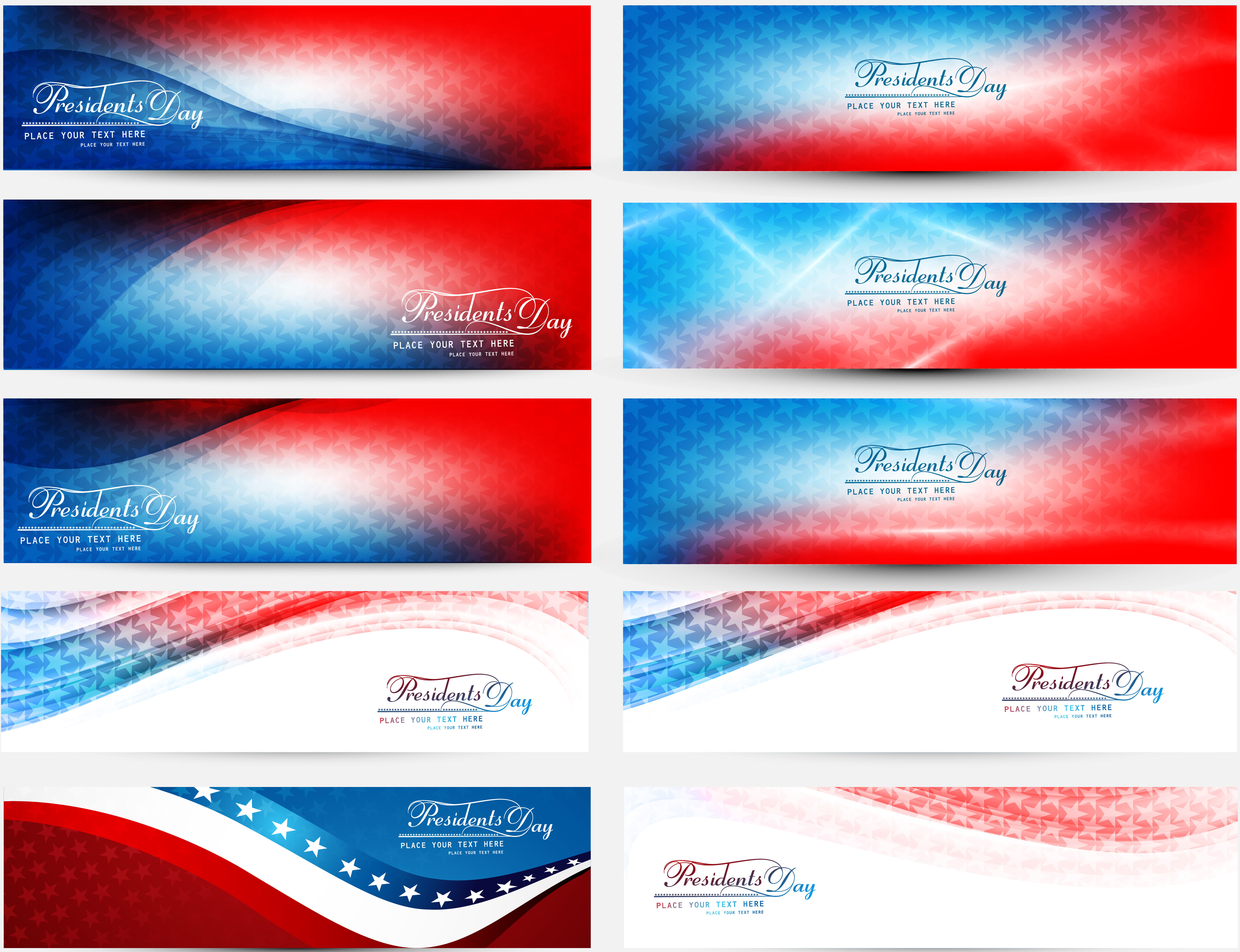 president day in united states of america with colorful header set collection vector illustration